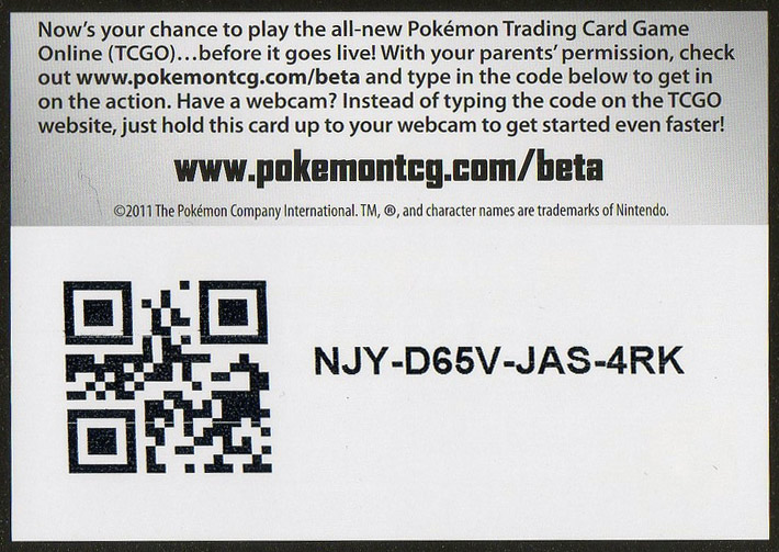 Codes for pokemon online trading card game