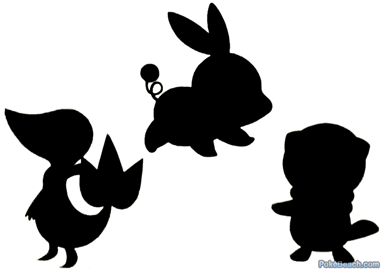Silhouettes of the Pokemon Black and White Starter Pokemon