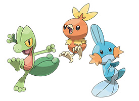 Treecko Torchic Mudkip in Omega Ruby and Alpha Sapphire