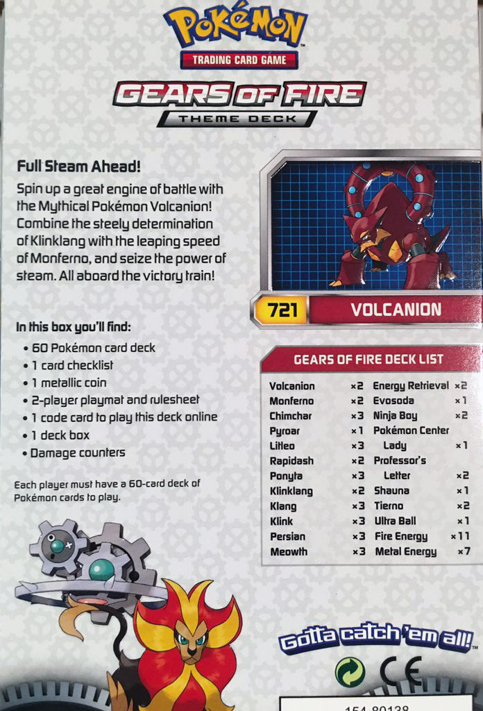 BOTH Pokemon XY Steam Siege 60-card Theme Decks - Gears Of Fire