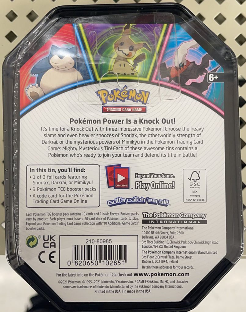 New Knockout Tins Featuring Exclusive Darkrai, Mimikyu, Snorlax ...